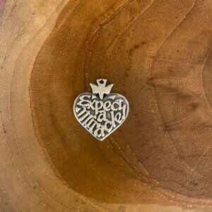 RETIRED James Avery Expect a Miracle Heart Charm, Sterling Silver